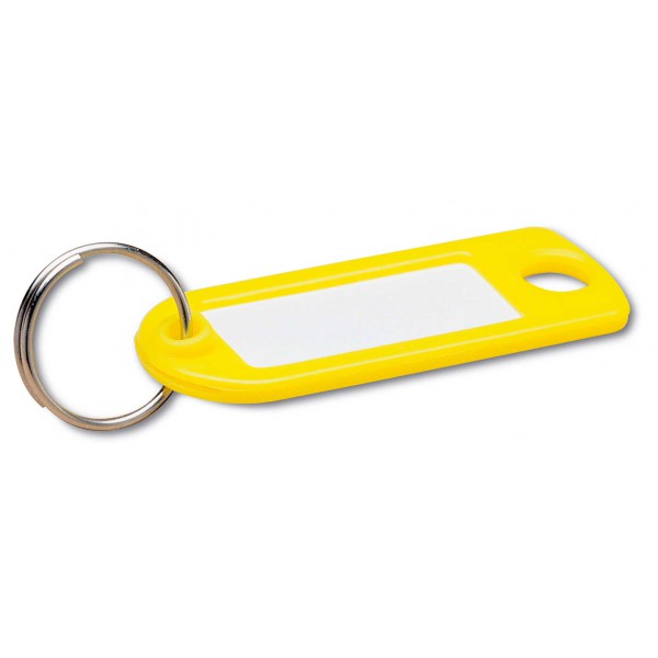 Porte clé plastique jaune à fenêtre