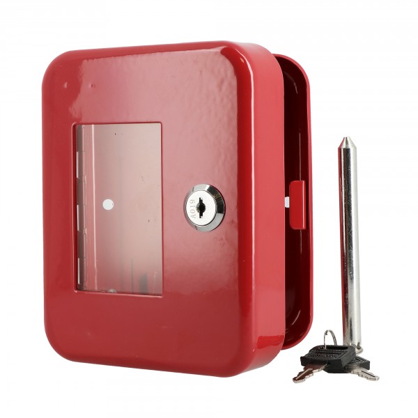 15 x 12 x 4 cm Rouge HMF d'Urgence Boîte à clés avec marteau pour briser le verre 